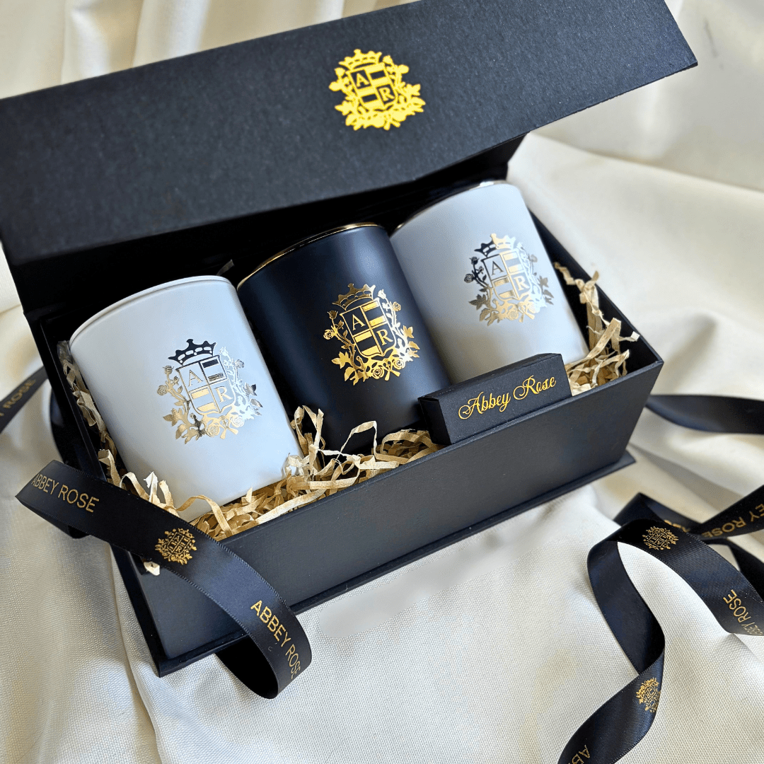 Gift box - 3 Medium Candles - Abbey Rose