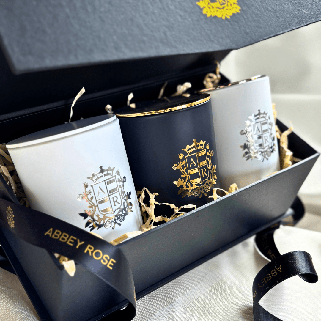 Gift box - 3 Medium Candles - Abbey Rose