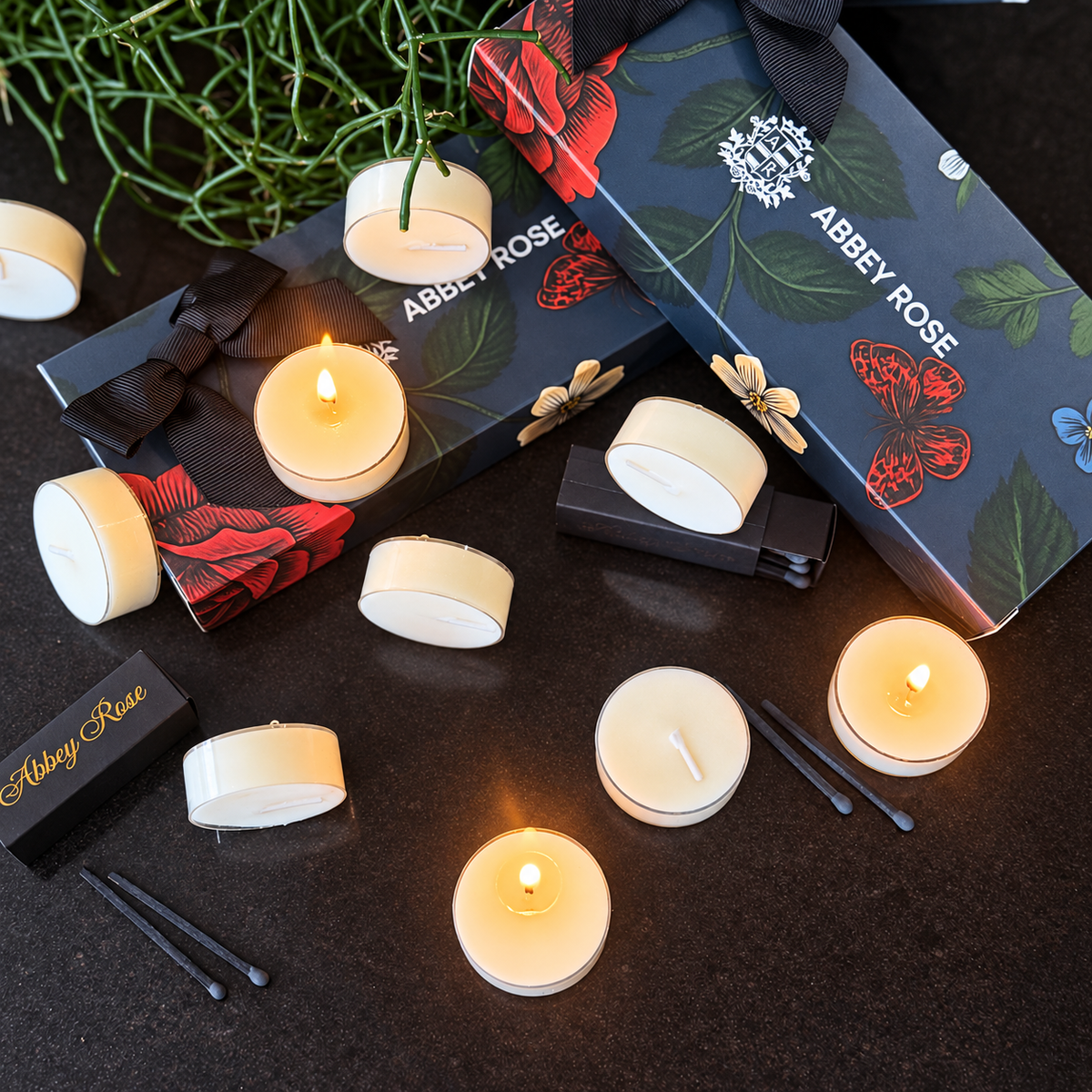 Pure Soy Unscented Tea light Candles - 10pc - Abbey Rose