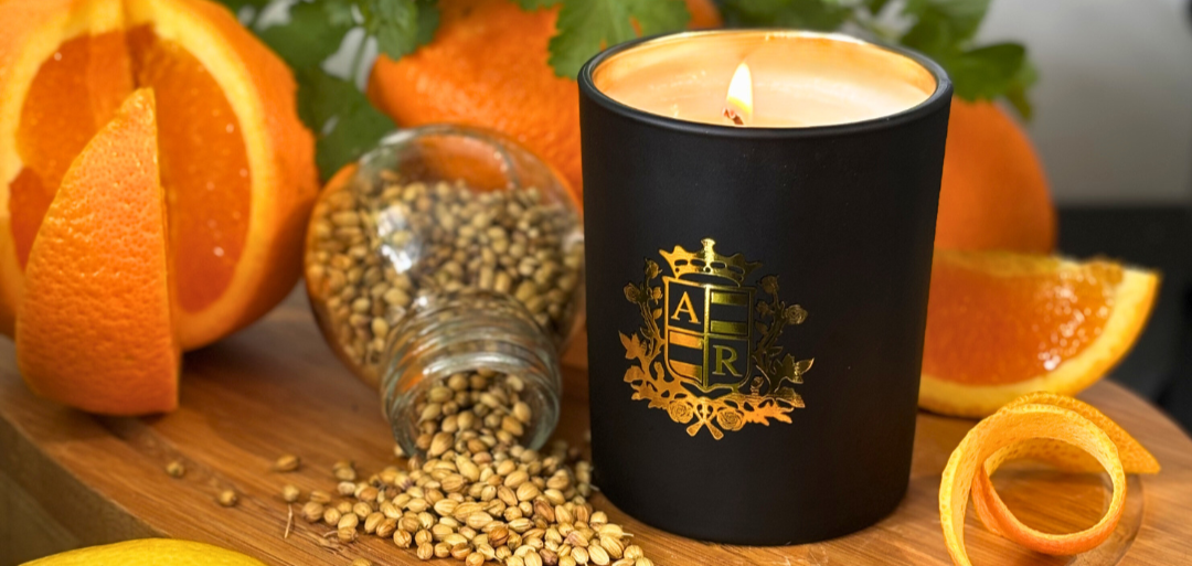 Orange and corainder scented candle black