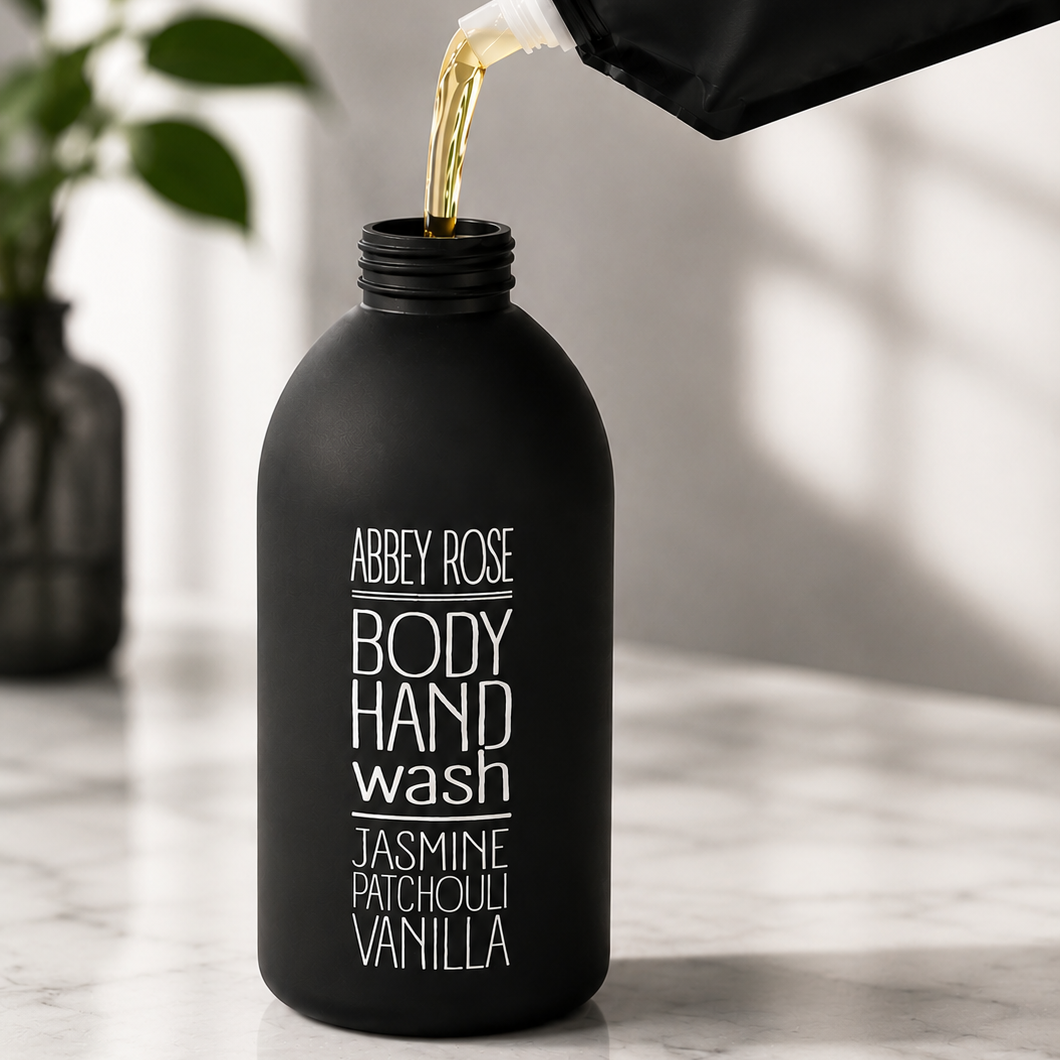 Organic Hand & Body Wash Refill bottles - Citrus Rush and Jasmine, Patchouli & Vanilla - Abbey Rose NZ