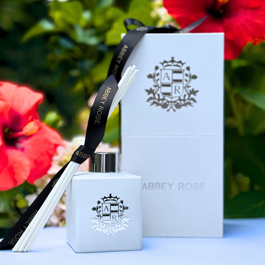 White Diffuser box and reeds - Abbey Rose